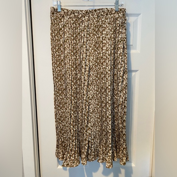 Hayden Dresses & Skirts - Tan Floral Pleated Maxi Skirt